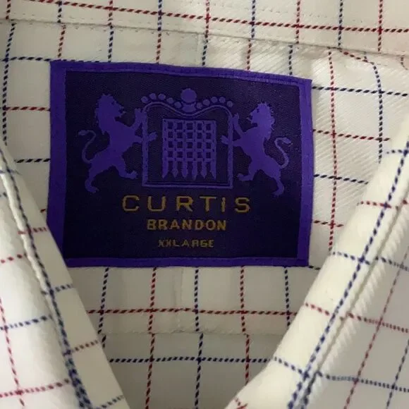 Curtis Brandon Ivory Red Blue Check Long Sleeve Button Front Men’s Shirt Sz XXL - Picture 6 of 8